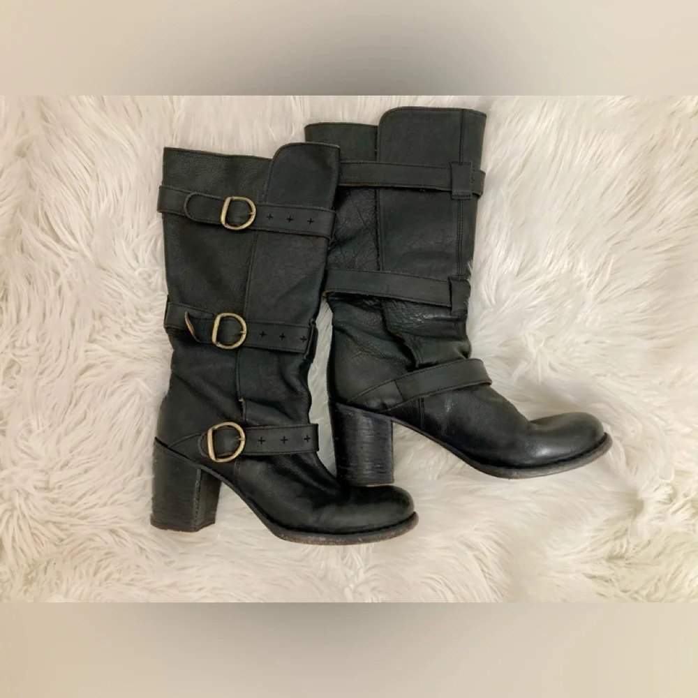 Fiorentini + Baker Tall Black Leather Eternity Heel Buckle Boot Black 38… - Picture 10 of 14